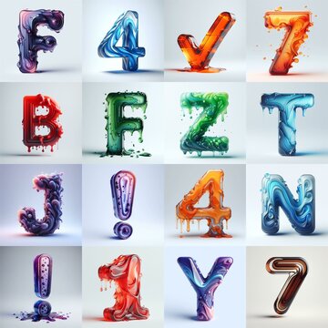 glass 3D Lettering Typeface. AI generated illustration