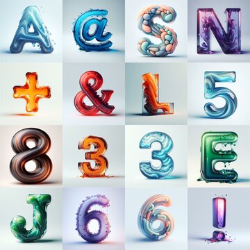glass 3D Lettering Typeface. AI generated illustration