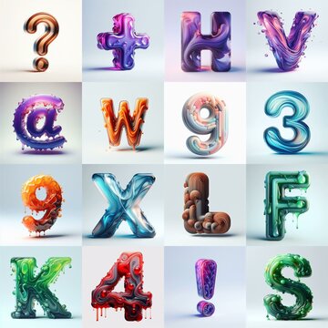 glass 3D Lettering Typeface. AI generated illustration