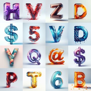 glass 3D Lettering Typeface. AI generated illustration