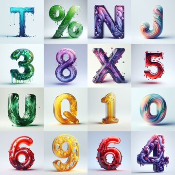 glass 3D Lettering Typeface. AI generated illustration