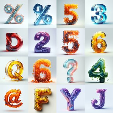 glass 3D Lettering Typeface. AI generated illustration