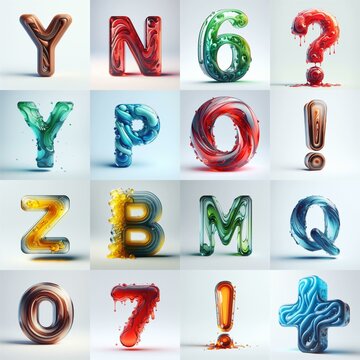 glass 3D Lettering Typeface. AI generated illustration