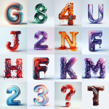 glass 3D Lettering Typeface. AI generated illustration