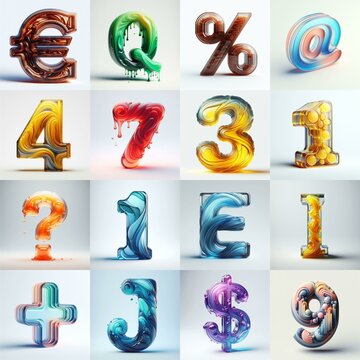 glass 3D Lettering Typeface. AI generated illustration