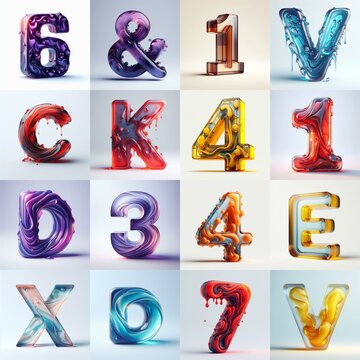 glass 3D Lettering Typeface. AI generated illustration