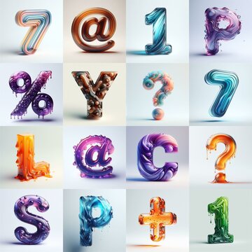 glass 3D Lettering Typeface. AI generated illustration