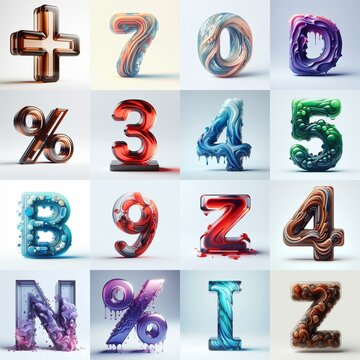 glass 3D Lettering Typeface. AI generated illustration