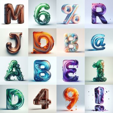 glass 3D Lettering Typeface. AI generated illustration