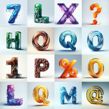 glass 3D Lettering Typeface. AI generated illustration