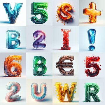 glass 3D Lettering Typeface. AI generated illustration