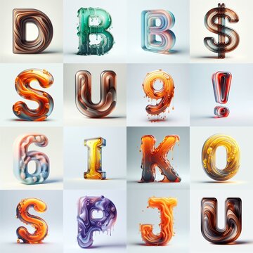 glass 3D Lettering Typeface. AI generated illustration