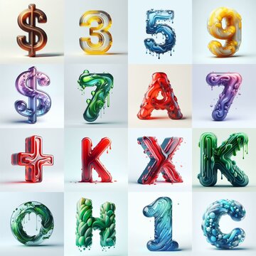 glass 3D Lettering Typeface. AI generated illustration