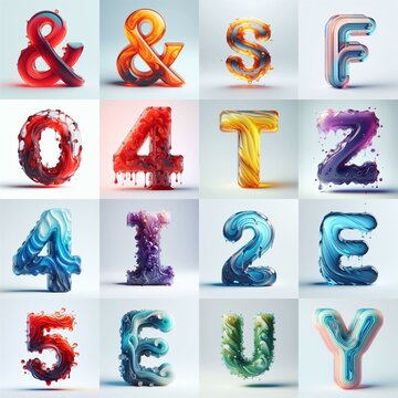 glass 3D Lettering Typeface. AI generated illustration