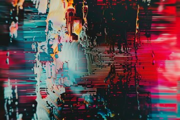 Poster - an abstract painting featuring a myriad of bright and varied colors creating a dynamic and lively co