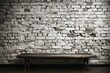 an old white brick wall and a bench in the home interior as a background or texture