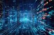© Iftikhar alam - A city illuminated by neon lights, creating a vibrant and energetic skyline brimming with color and activity, A digital skyline filled with data streams and information networks