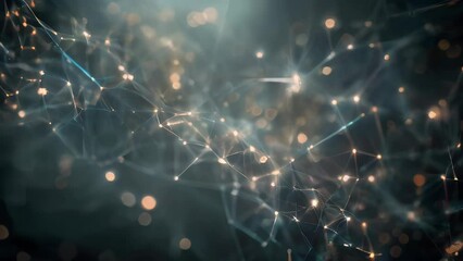 Poster - Lines, nodes and dots structure, abstract futuristic technology animation
