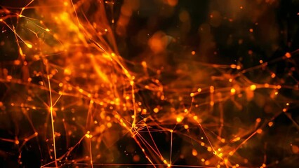 Poster - Lines, nodes and dots structure, abstract futuristic technology animation