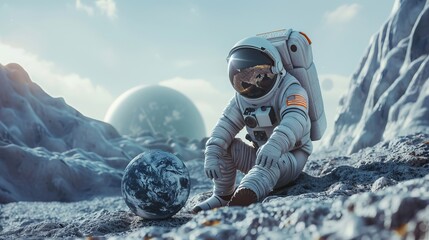 Wall Mural - astronaut background concept, national asteroid day