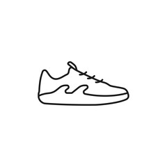 Poster - Sneakers line vector. Outline sneaker simple icon on white background. Sports shoes black concept logo vector. Running symbol icon. Sneaker foot size vector. Vector stylish illustration.