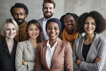 Wall Mural - A group of people, diverse in ethnicity and attire, stand closely together, engaging in networking activities, A diverse group of professionals networking at a conference