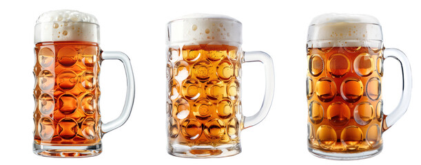 A stein of beer, Maß Bier, Beer mug, glass, Oktoberfest, German beer, transparent or isolated on white background