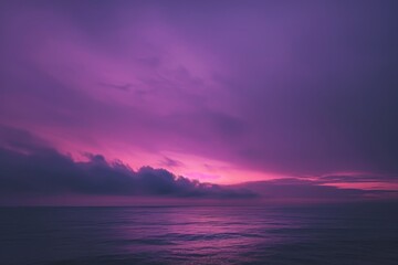 Wall Mural - Purple sky over calm body of water, A dreamy purple gradient fading into darkness