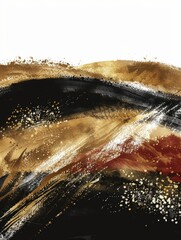 Poster - Abstract painting featuring a dynamic wave in black, white, and red colors with striking visual impact