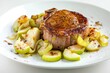 Allspice Pork Chops with Caramelized Leeks, Juicy Apples, and Aromatic Butter