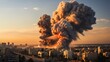 Massive Explosion Engulfs City Skyline at Sunset: A Catastrophic Event Unfolds