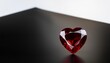 3d red stone heart shaped diamond on white or transparent background