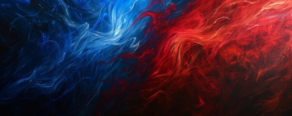 Aufkleber - Abstract blue and red smoke art on black background