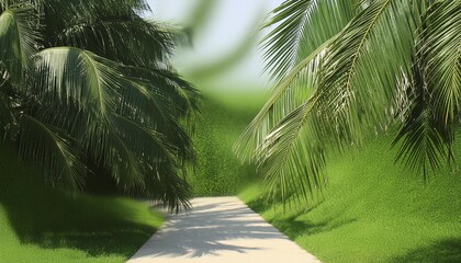 Wall Mural - summer green leaves coconut palm shadow hd background wallpaper desktop wallpaper