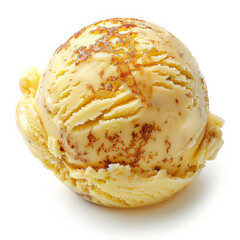 Sticker - A scoop of creme brulee ice cream, isolated on a white background 