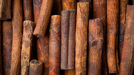 Wall Mural -   A close-up shot of several sticks piled high and resting against a wall