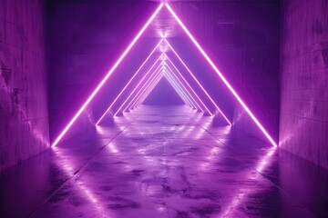 Wall Mural - An empty underground purple room with bare walls and lighting metro