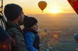 Father and Son Enjoy Magical Hot Air Balloon Ride at Sunset