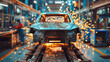 Car Undergoing Manufacturing Process in Factory