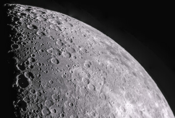 Wall Mural - magnified photo of the moon, where you can see the craters. it was done with a telescope and a refle
