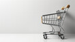 Silver Shopping Cart With Wooden Handle