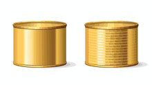 Set Of Food Golden Metal Tin Cans - Top And Side Vi