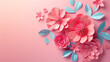 Paper Flowers Arranged on Pink Background