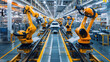 Robotic Arms in Action at Factory Conveyor Belt