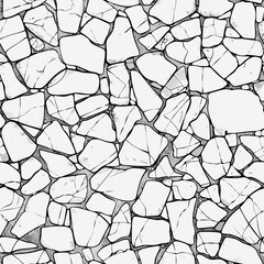 Wall Mural - Seamless pattern of cracked stone surface. Monochrome background.