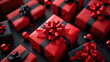 Group of Red and Black Wrapped Presents