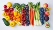 fruits and vegetables in a white background