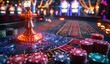 © Анна Терелюк - Casino theme. High contrast image of casino roulette poker game dice game poker chips on gaming table