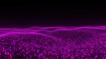 Poster - Wave purple particles. Computer generated 3d render