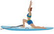 paddleboarding paddle boarding SUP, female standup paddler in a yoga posture isolated on a white background